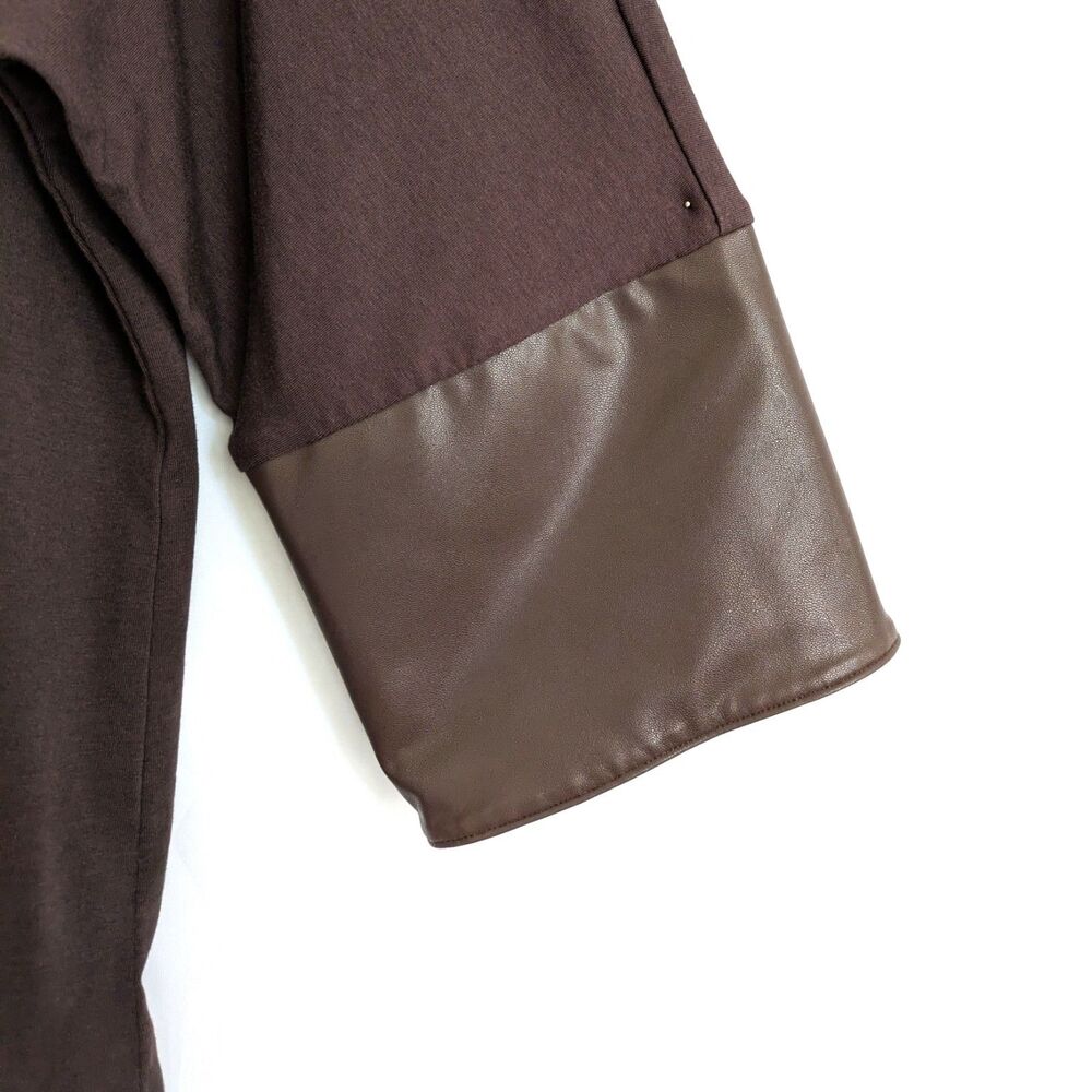 Belle by Kim Gravel TripleLuxe Knit Top with Faux Leather Cuffs M Stretch - Picture 6 of 14
